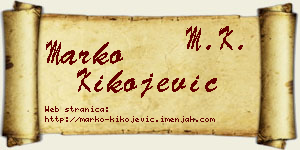 Marko Kikojević vizit kartica